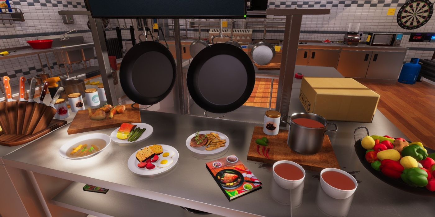 Cooking Simulator sprawling kitchen with various dishes