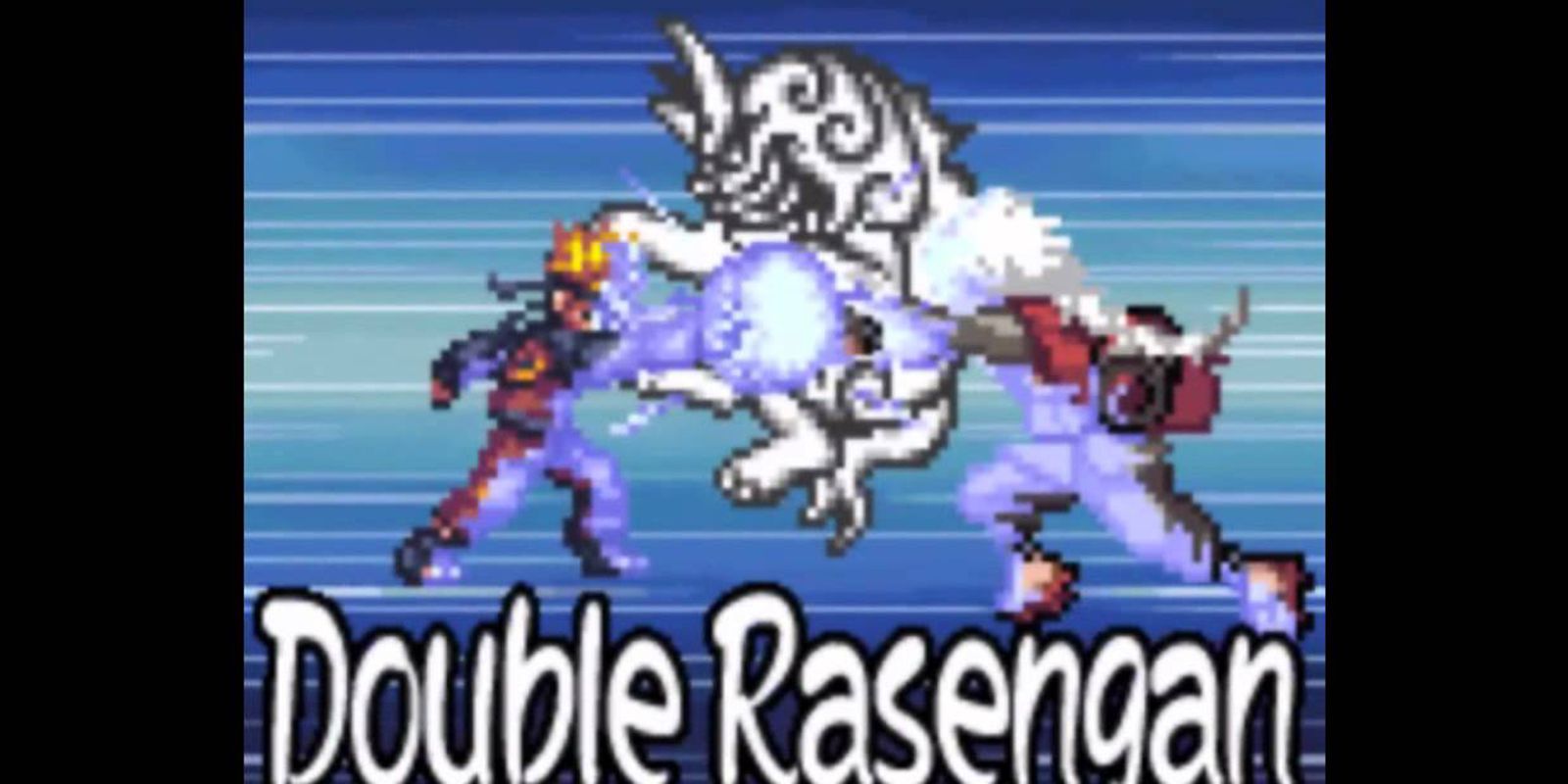 Naruto and Jiraiya clashing their rasengans, producing a "Double Rasengan" screen.