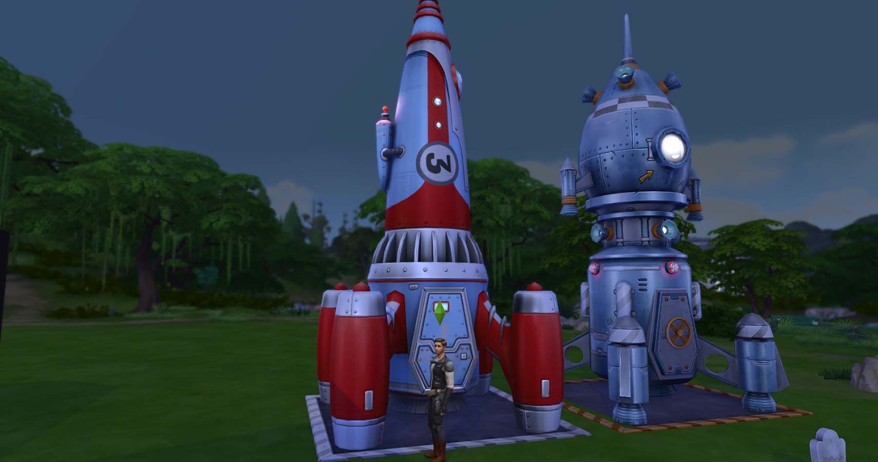 two sims 4 rocket ships side by side