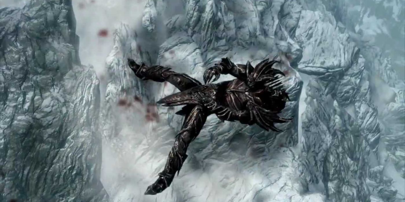 Skyrim screenshot of dead player.