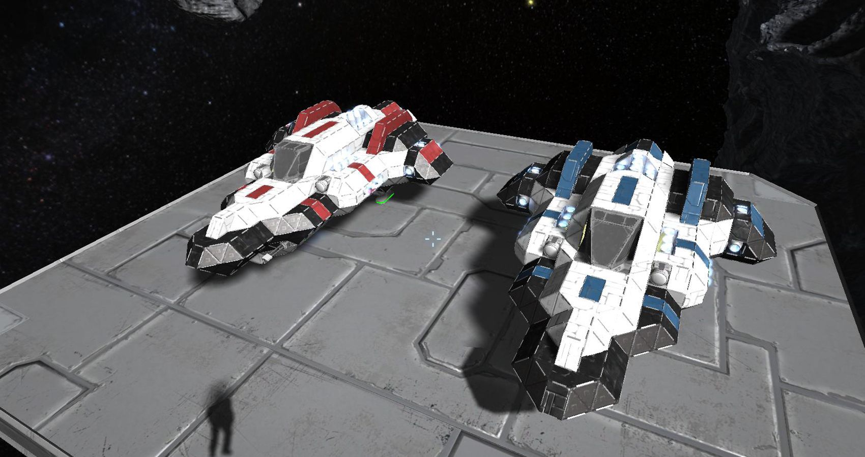 Two small ships in Space Engineers