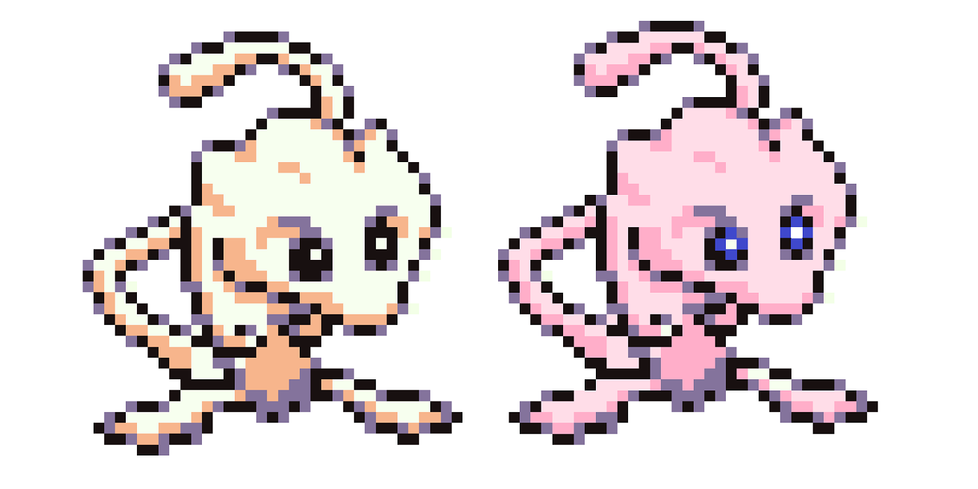 Mew sprites Green and Red Blue comparison