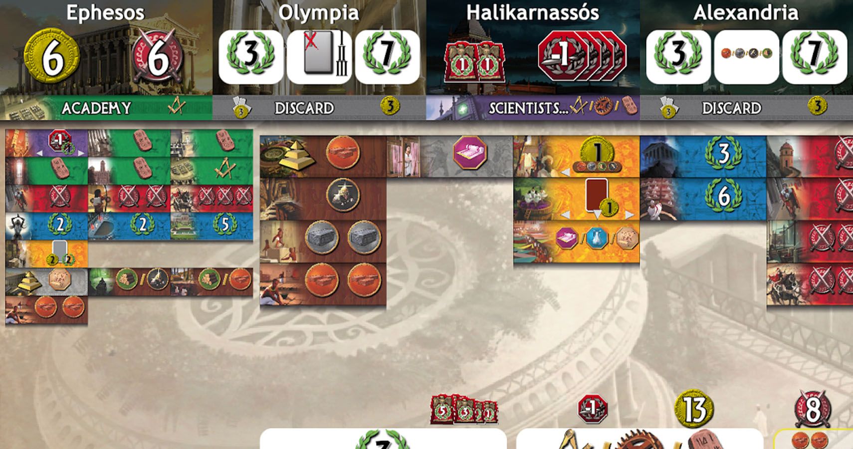 7 Wonders mid game screenshot from ios