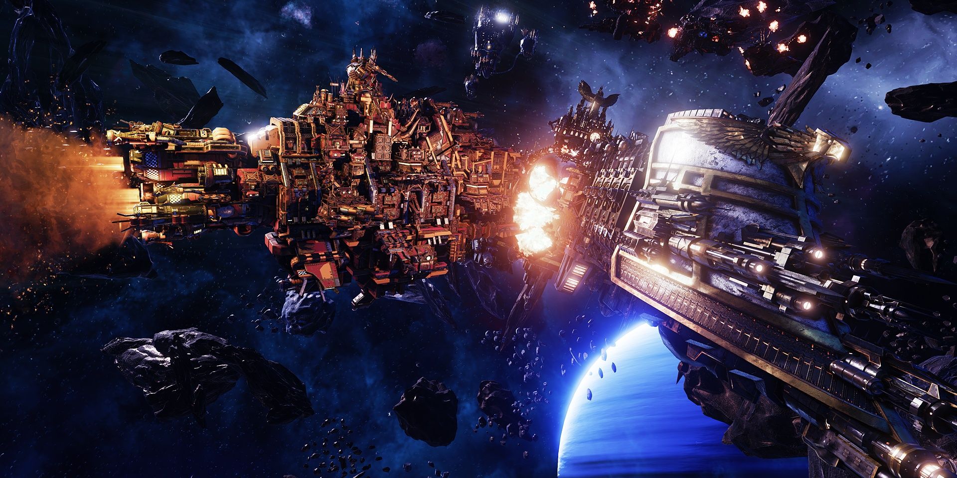 Battlefleet Gothic Armada large ship exploding in space