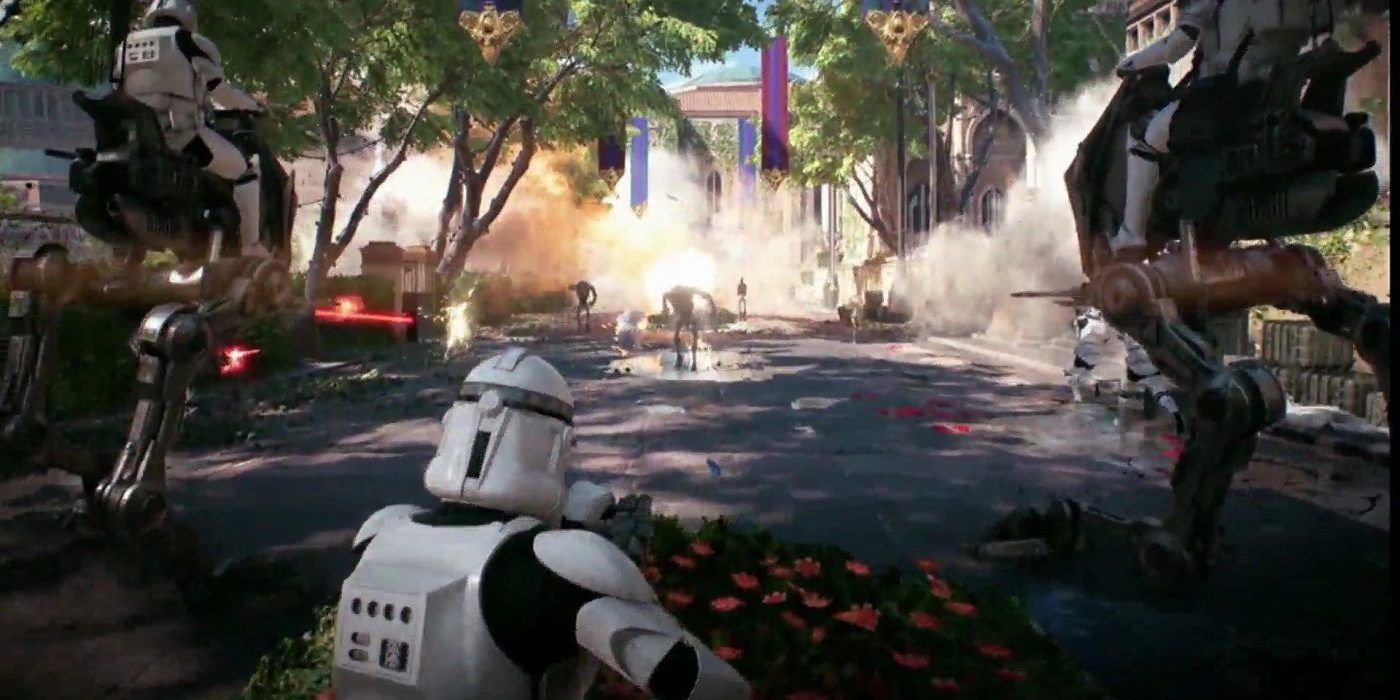 Battling on Naboo in Star Wars Battlefront 2