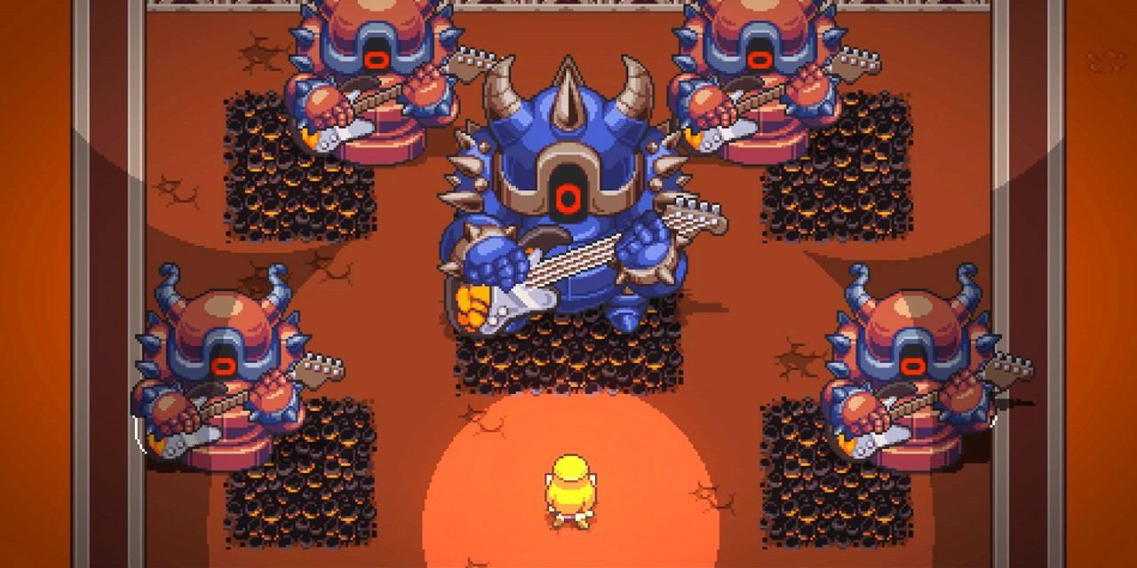 Zelda faces a Guitarmos Knight