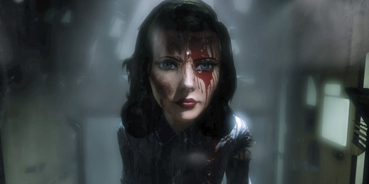 Elizabeth with blood on her face in Bioshock