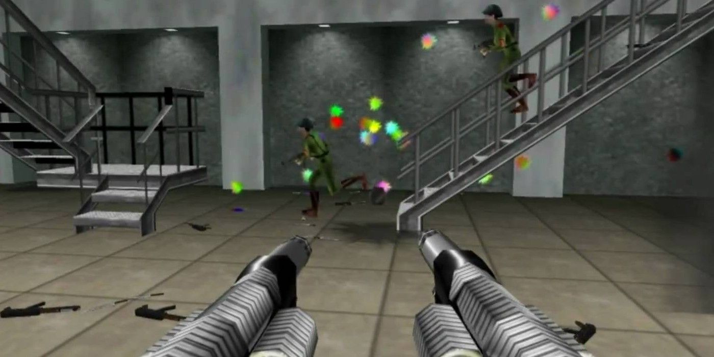 Goldeneye Paintball Rockets fired at enemy in Facility