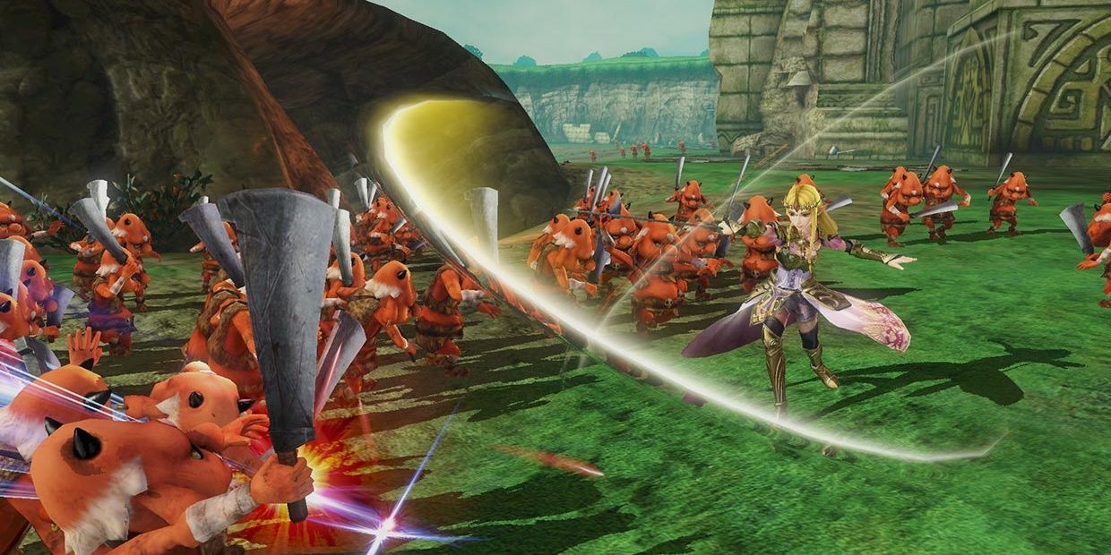 Zelda attacks a group of Bokoblins