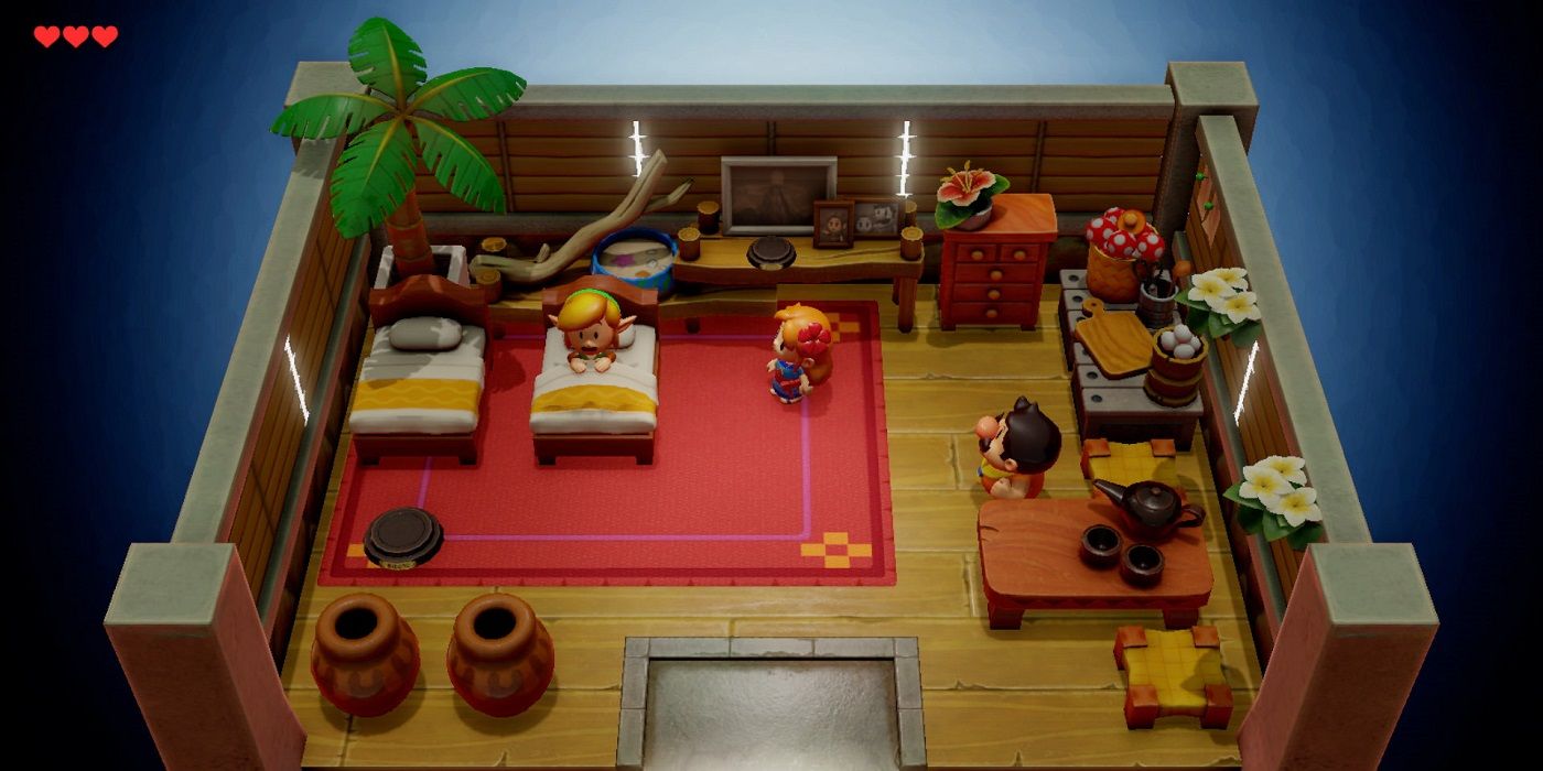 Link's awakening remake inside a house