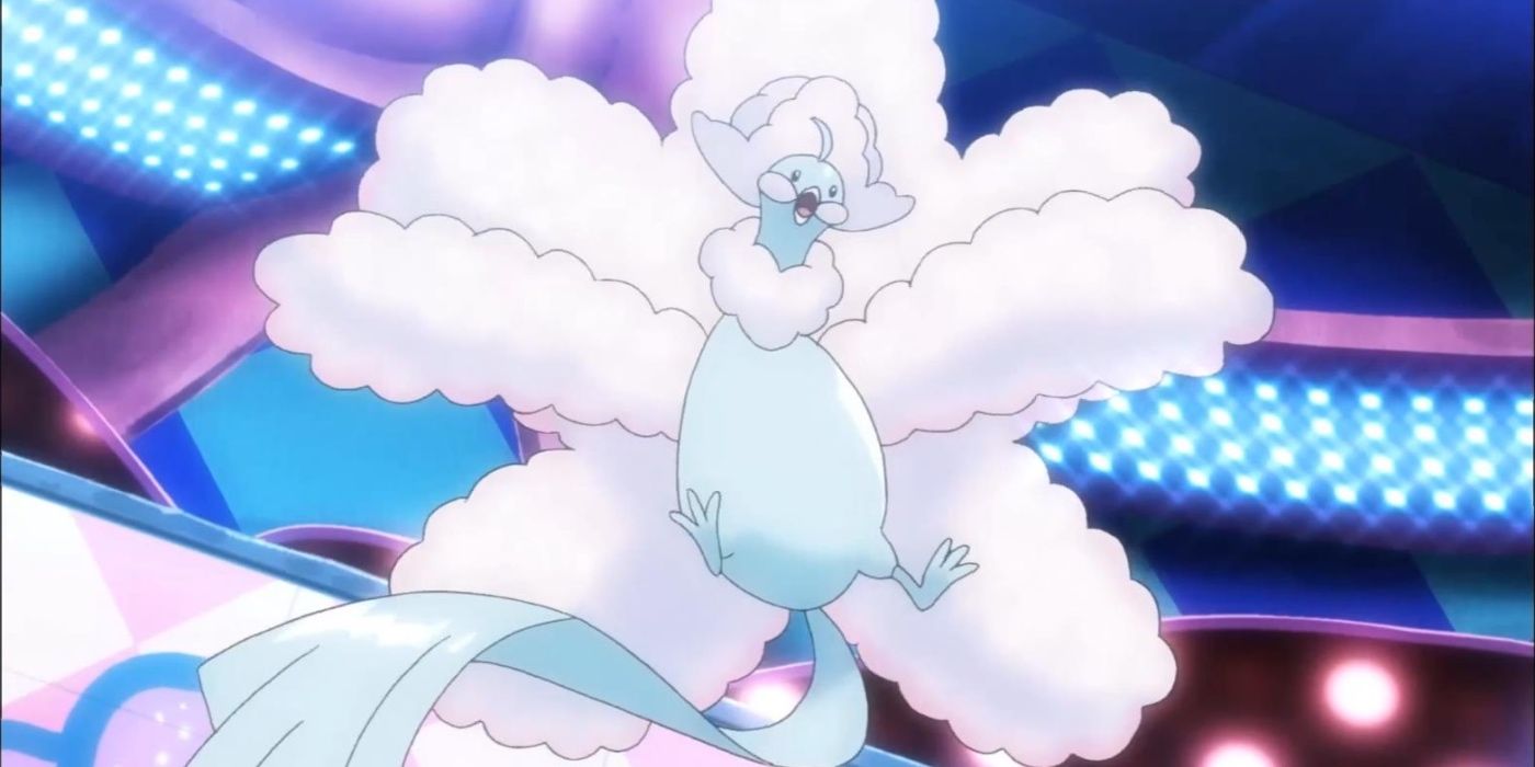 A Mega Evolved Altaria spreads its wings during the final tournament in the Pokemon X & Y Anime