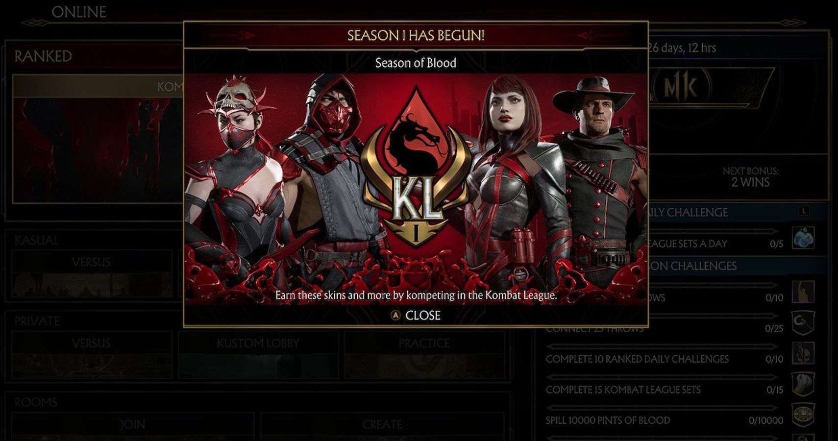 Mortal Kombat 11 Kombat League Season 1 Every Reward, Skin, And Quest