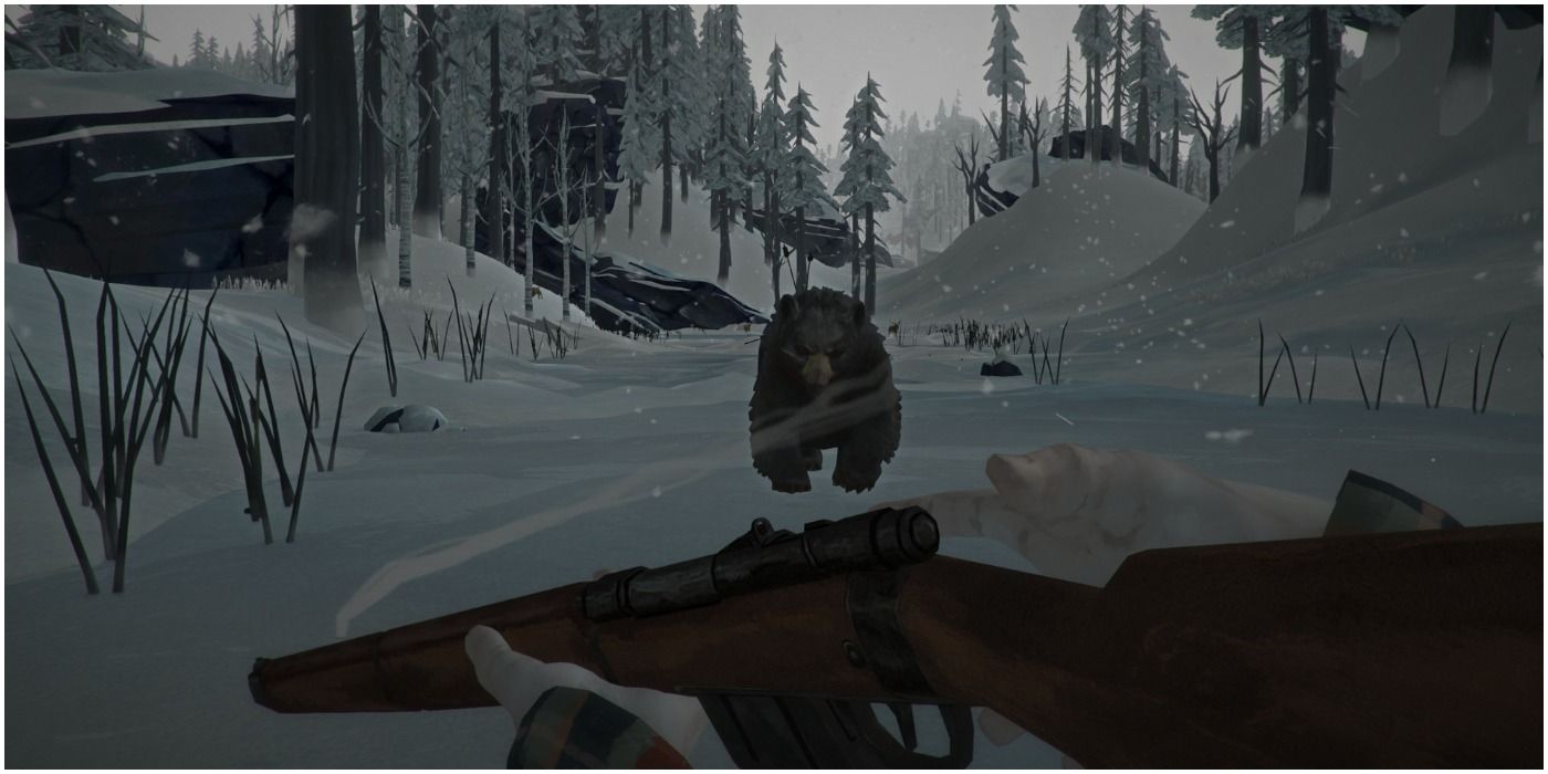 The Long Dark Bear Chasing Down Player Reloading A Rifle On Frozen Creek