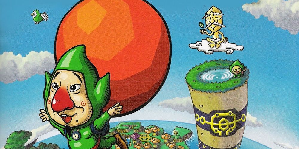 Tingle floats over the land with his giant balloon