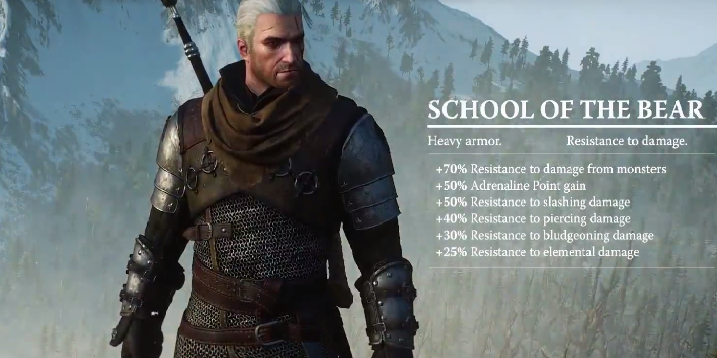 Geralt wearing Ursine Armor and stats