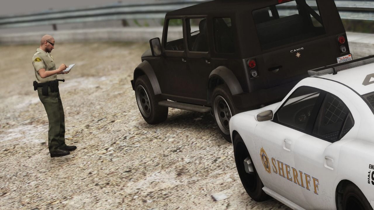 grand theft auto 5 world of variety mod - a sherriff writing a ticket 