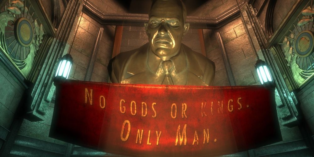 A statue of a man in Bioshock
