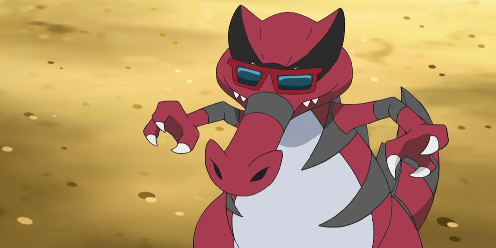 Ash's Sunglass-wearing Krookodile in the Pokemon Anime