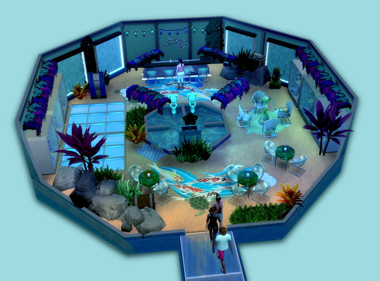 hexagonal interior for an ocean themed underwater home