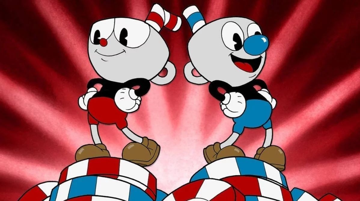 Cupehead and Mugman standing on poker chips