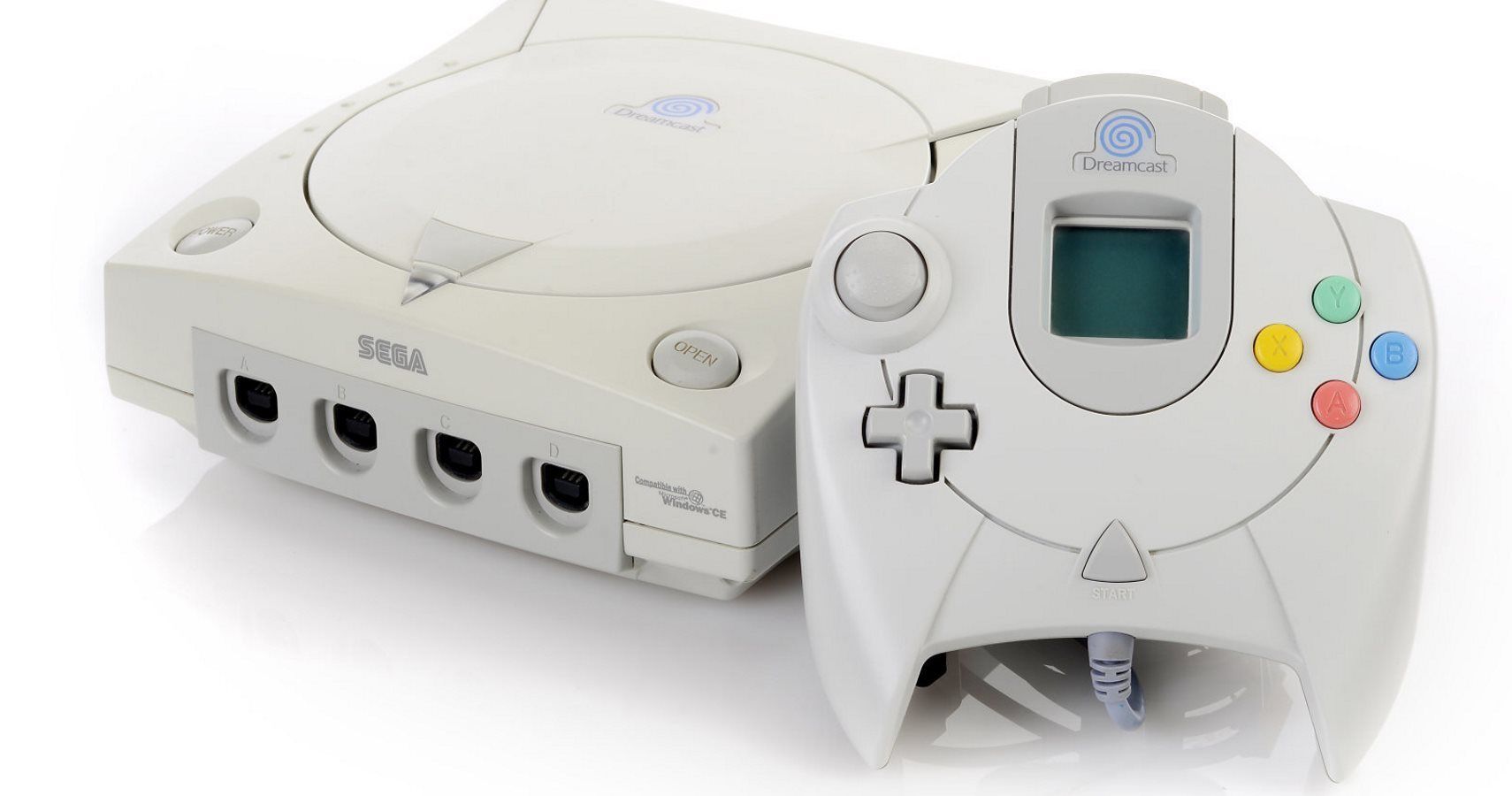 A Sega Dreamcast home video game console and controller, taken on July 7, 2014. (Photo by James Sheppard/Future Publishing via Getty Images)
