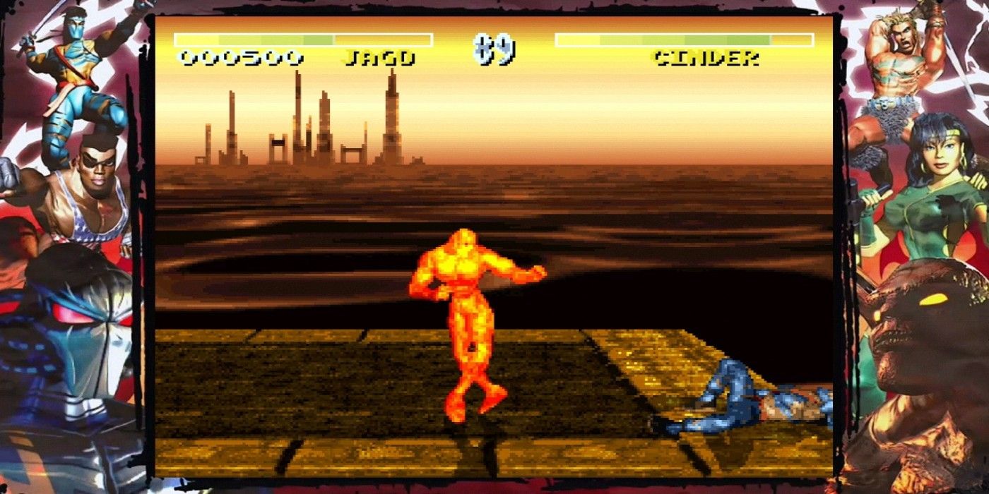 Killer Instinct SNES gameplay one on one fight with Cinder knocking out his opponent