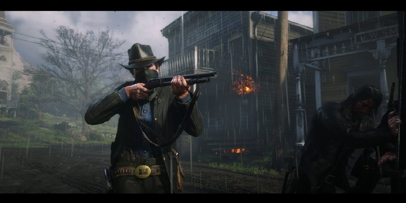 Red Dead Redemption 2 Arthur Shooting Wearing Bandana