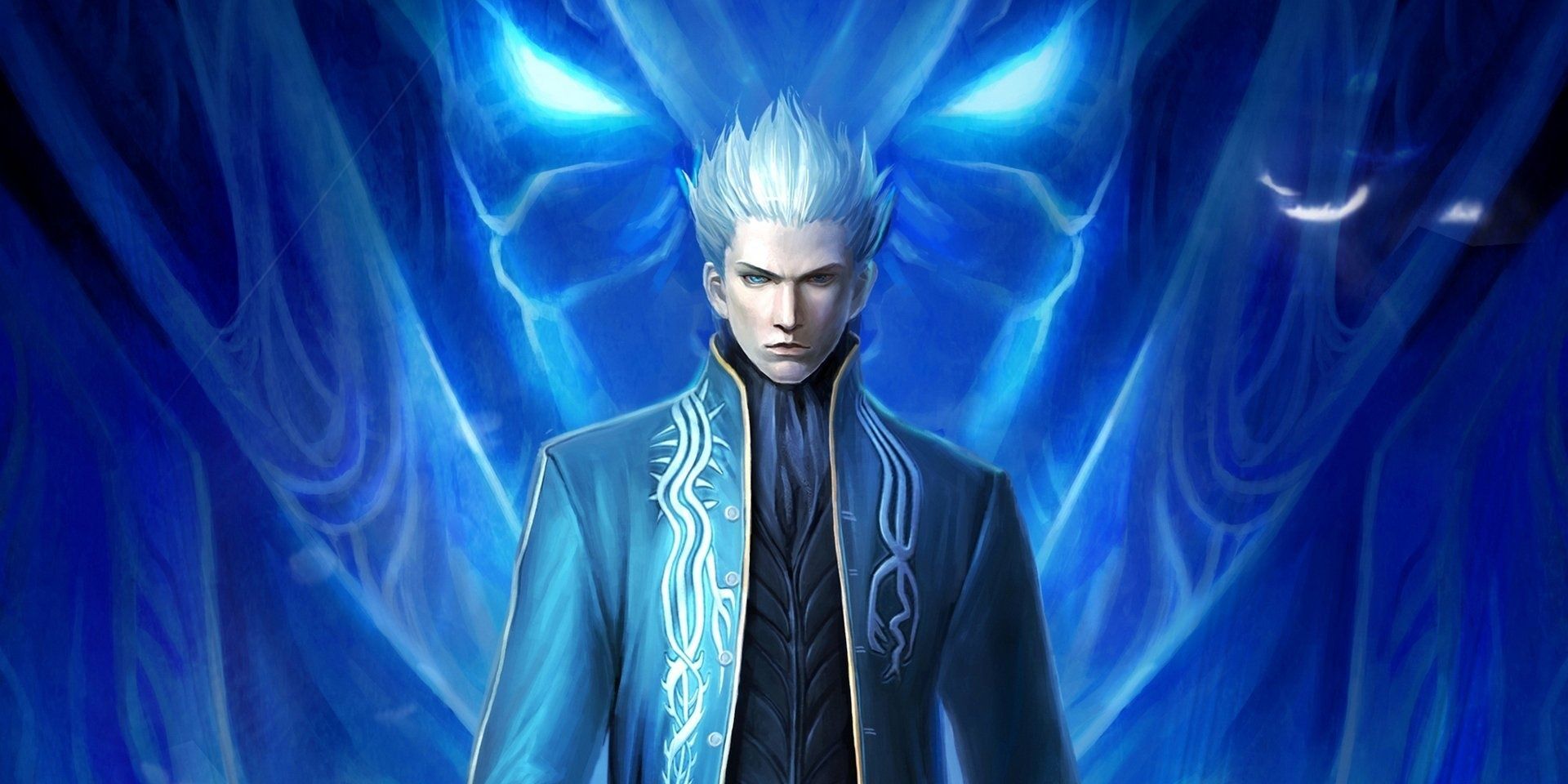 Devil may Cry 3's Vergil stares at the camera menacingly 