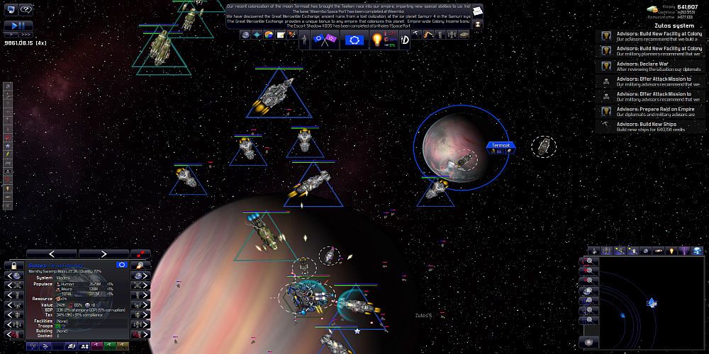 Distant Worlds ships in space with planets in the background