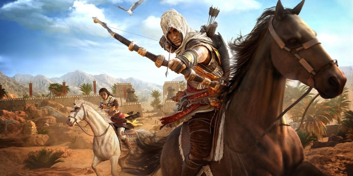 Firing a bow from horseback in Assassin's Creed Origins