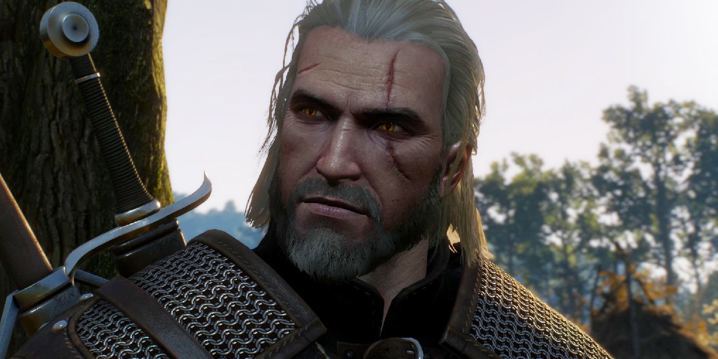 A close-up of Geralt in The Witcher 3