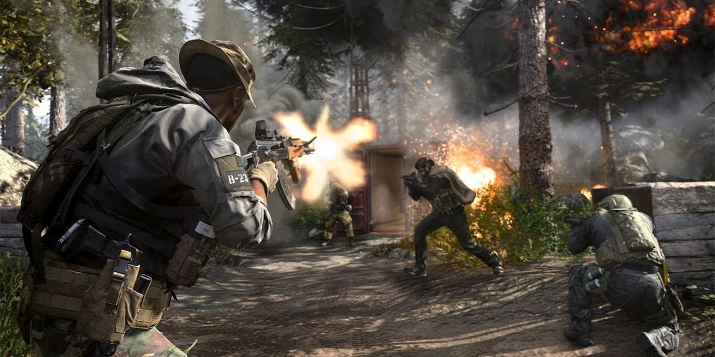 Multiple soldiers shooting at each other in Call of Duty Modern Warfare