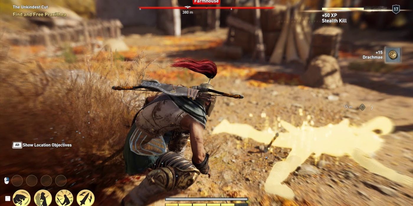 An assassinated enemy disappearing as part of the Death Veil ability in Assassin's Creed Odyssey