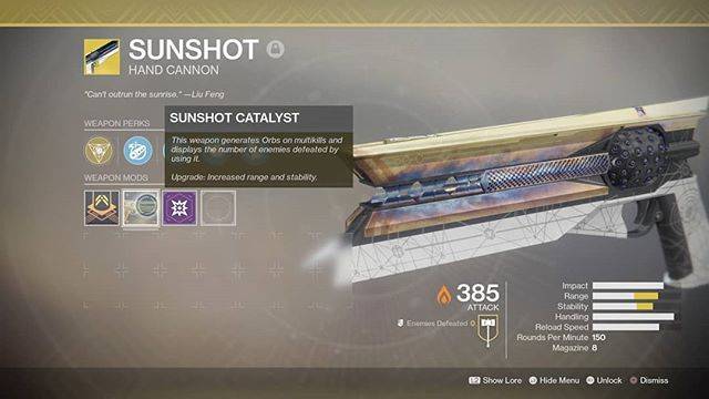 Destiny 2 All Of Sunshot S Perks And Mods Thegamer