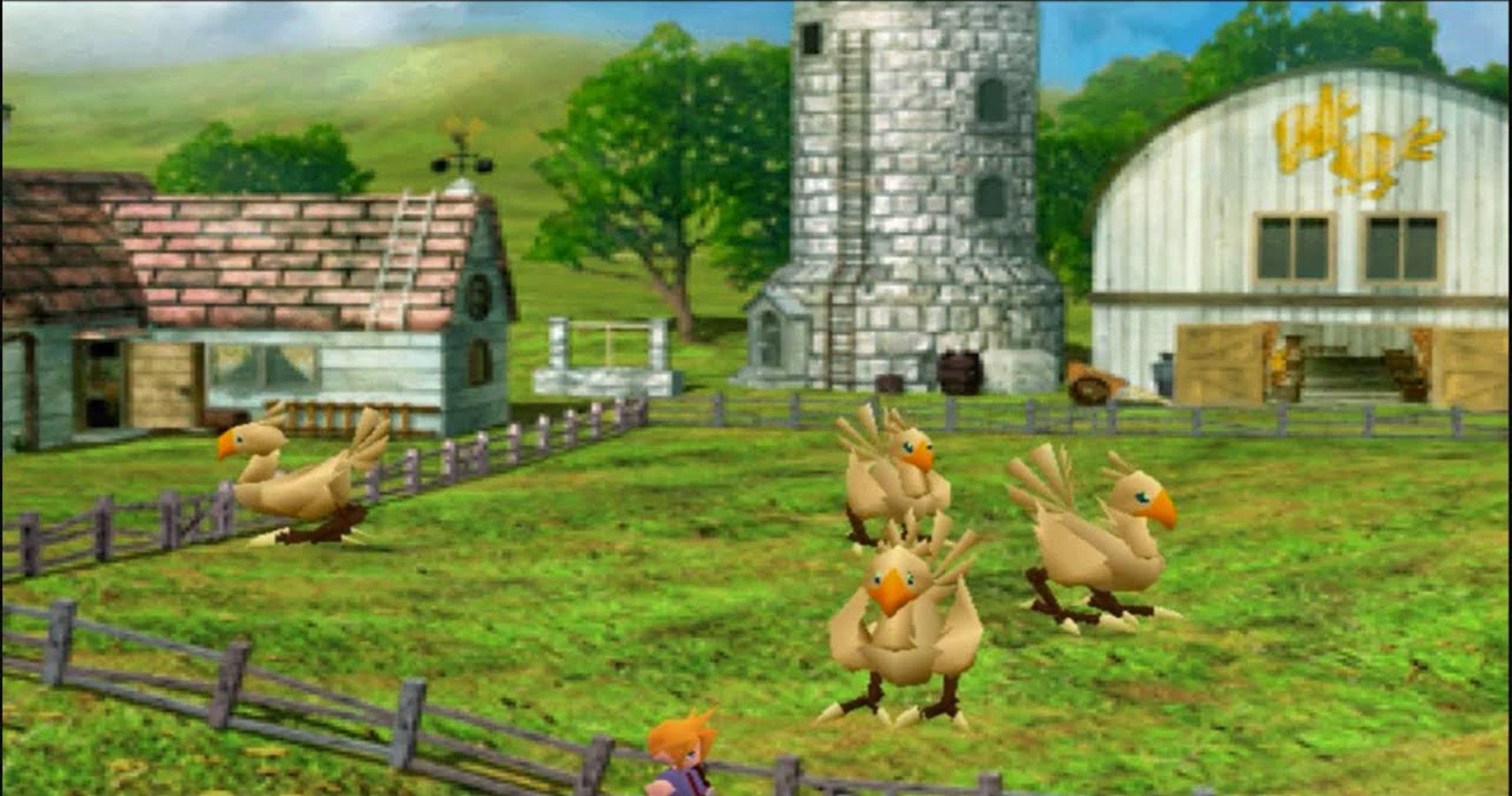 Cloud at a Chocobo Ranch in Final Fantasy 7
