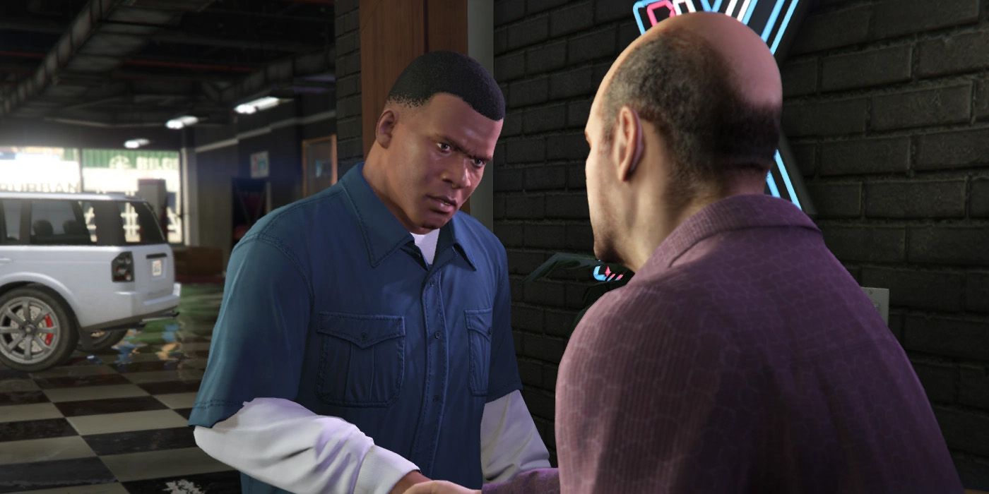 Screenshot von Grand Theft Auto 5: Franklin schüttelt Simeon die Hand