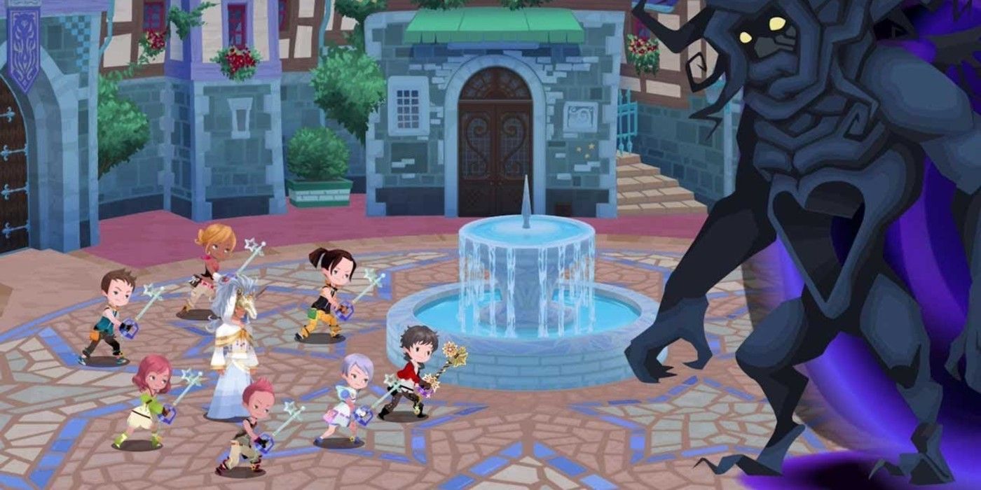 Kingdom Hearts Union X battle battling gargoyle beast