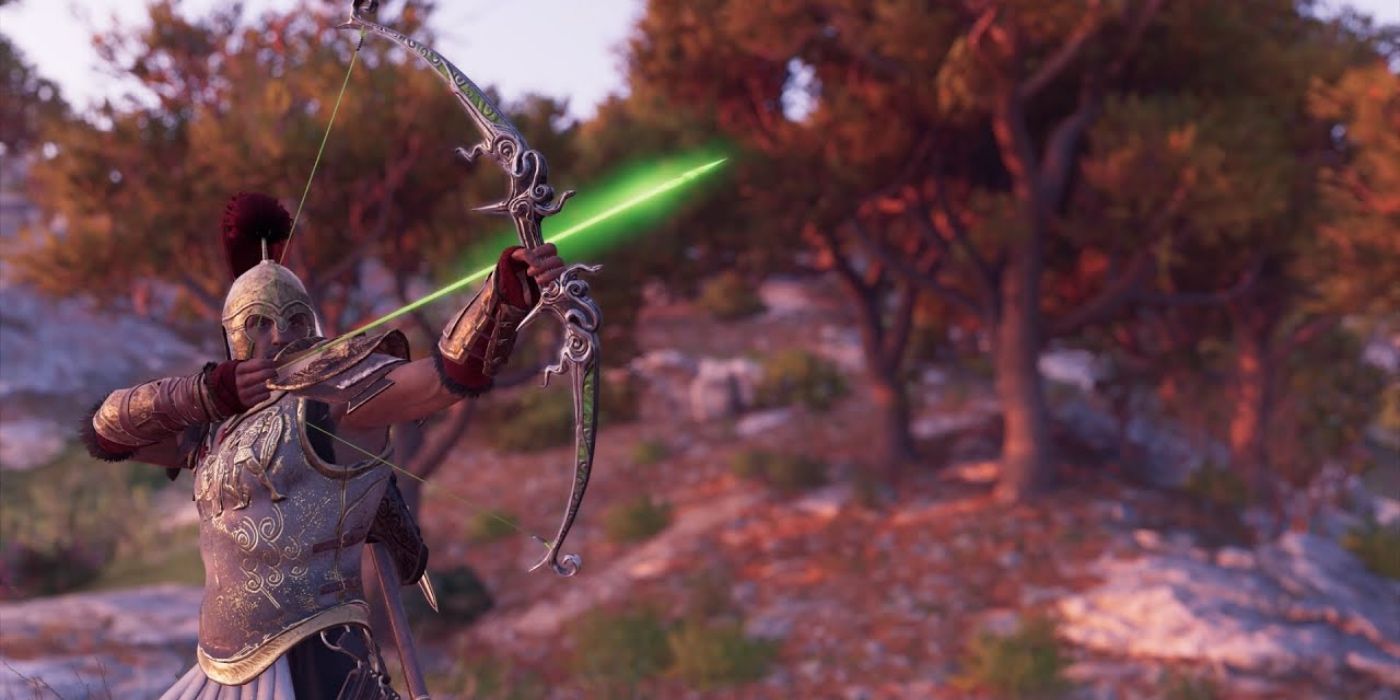 Alexios firing a poison arrow in Assassin's Creed Odyssey