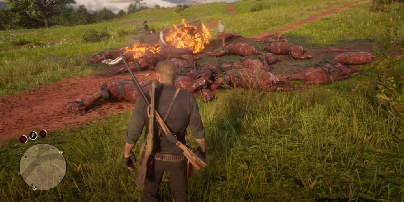 RDR 2 horses bursting into flame