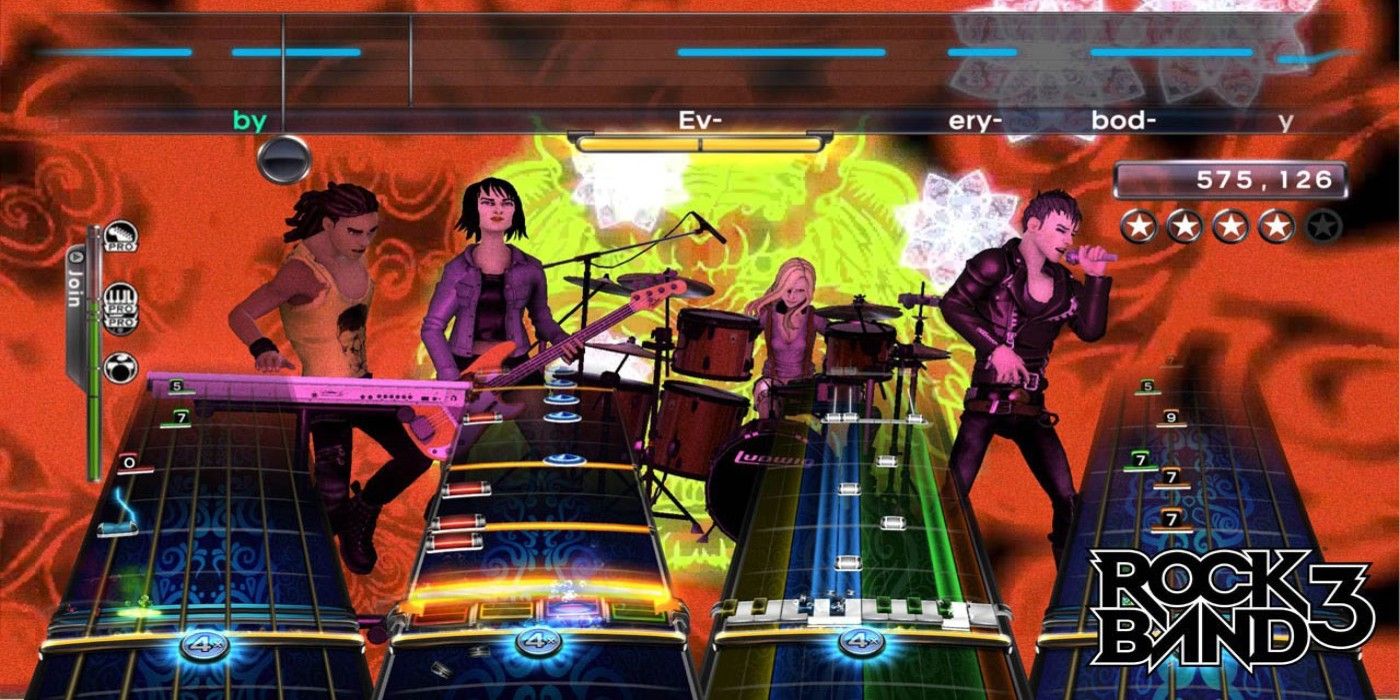 Rock Band 3 four player band gameplay