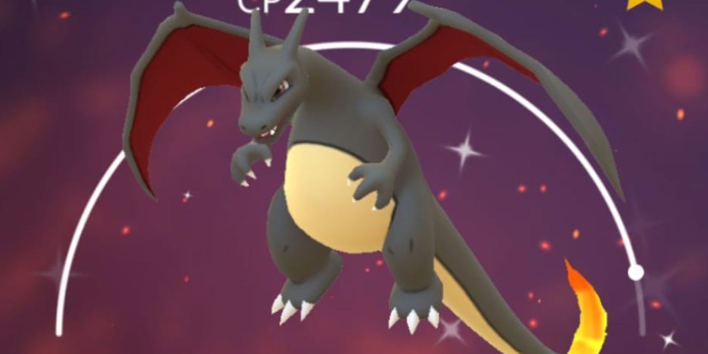 Pokemon Go Best Shiny: Charizard sparkling with its black color palette.