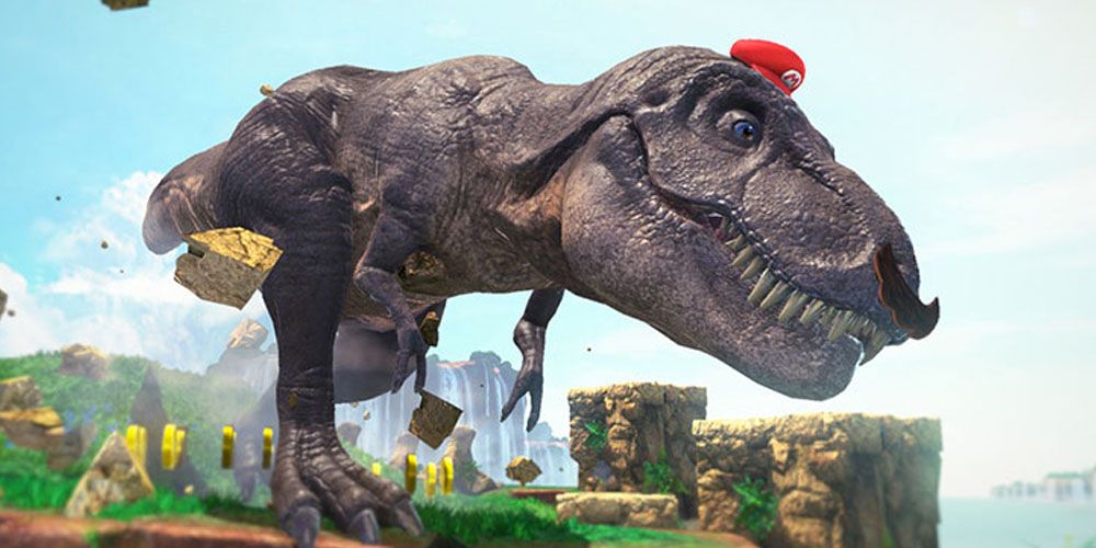 Mario as a giant T Rex from Super Mario Odyssey