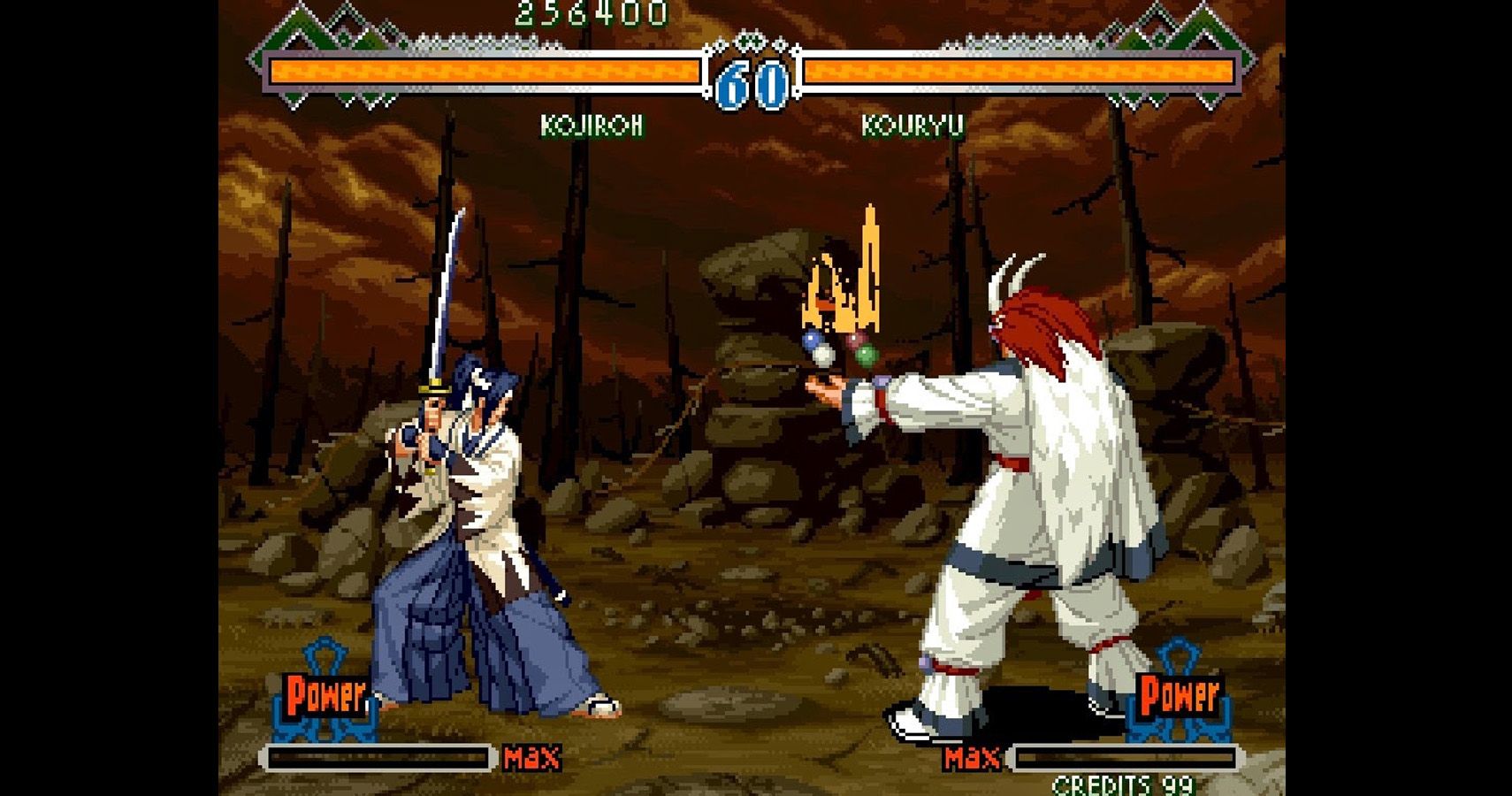 Kojiroh and Kouryu engage in battle in The Last Blade 2.