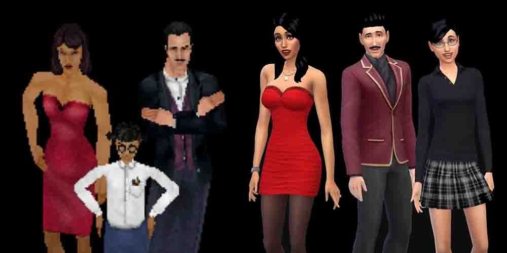 Sims 1 goths and sims 4 goths side by side