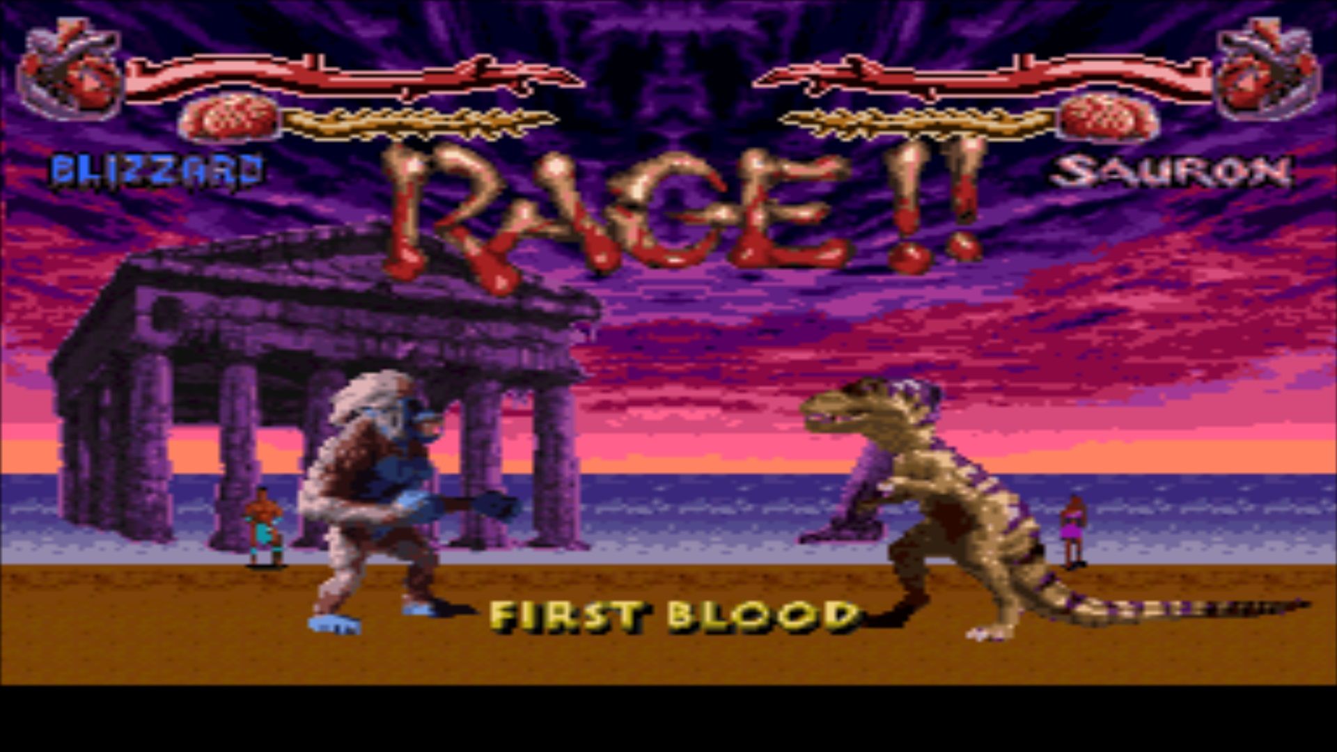 The monsters collide in Primal Rage.