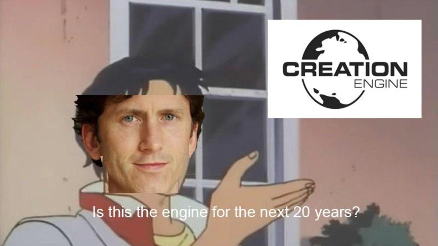 Todd Howard Creation Engine pigeon meme