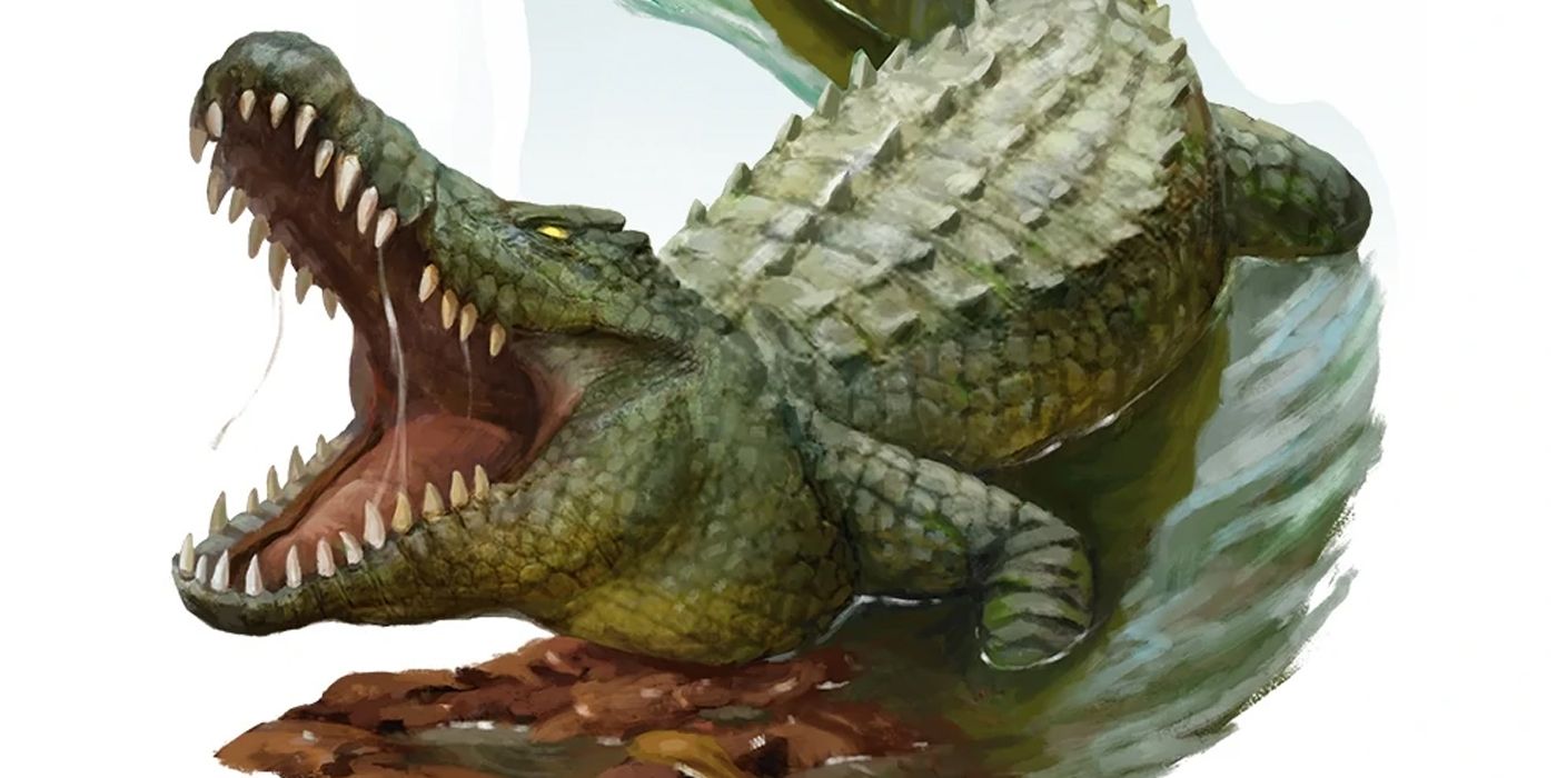 Dungeons & Dragons crocodile with its jaws wide open in threatening stance