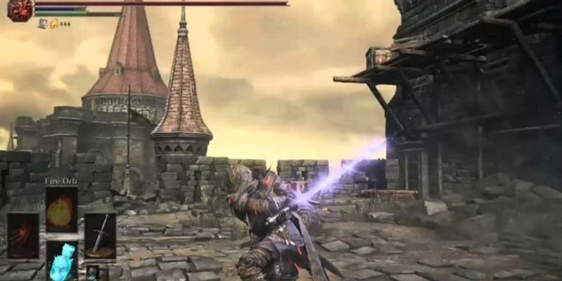 Player testing out Pontiff Sulvahyn's Greatsword Of Justice from Dark Souls 3
