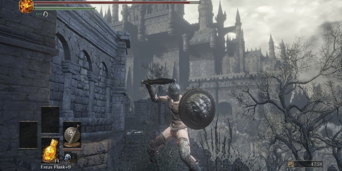Player from Dark Souls 3 holding Valorheart without any armor on