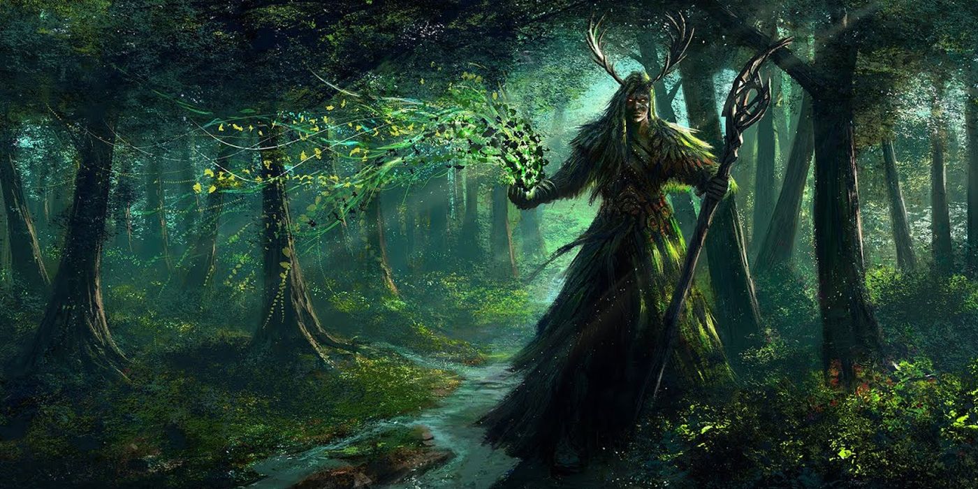 Art of a druid in the forest from Dungeons & Dragons